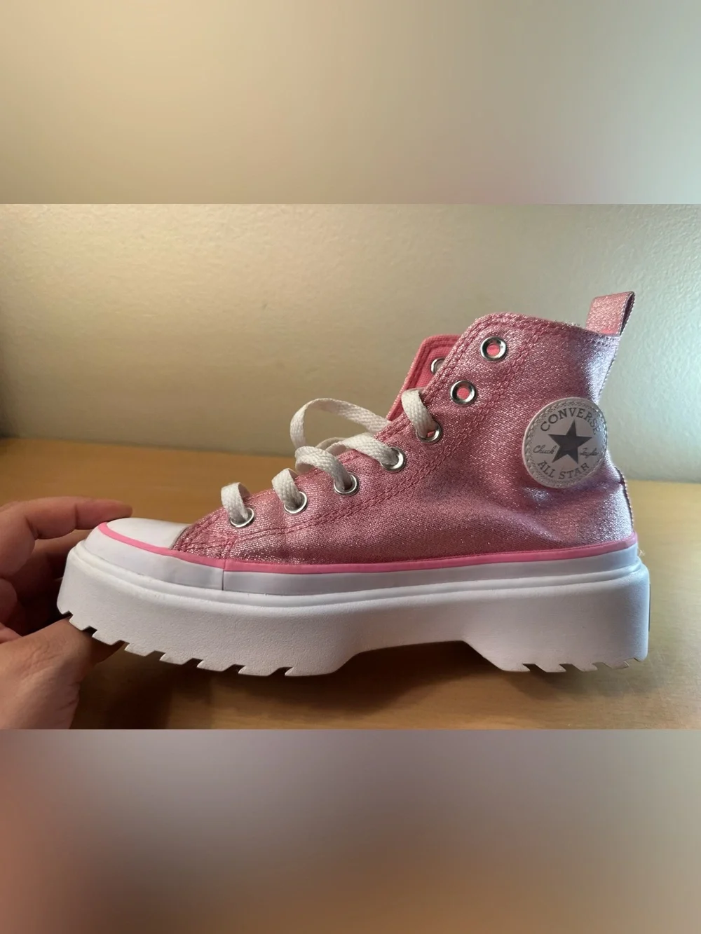 Converse Chuck Taylor Lugged Lift Pink Canvas High Sneaker Kids Size 4 A05230C